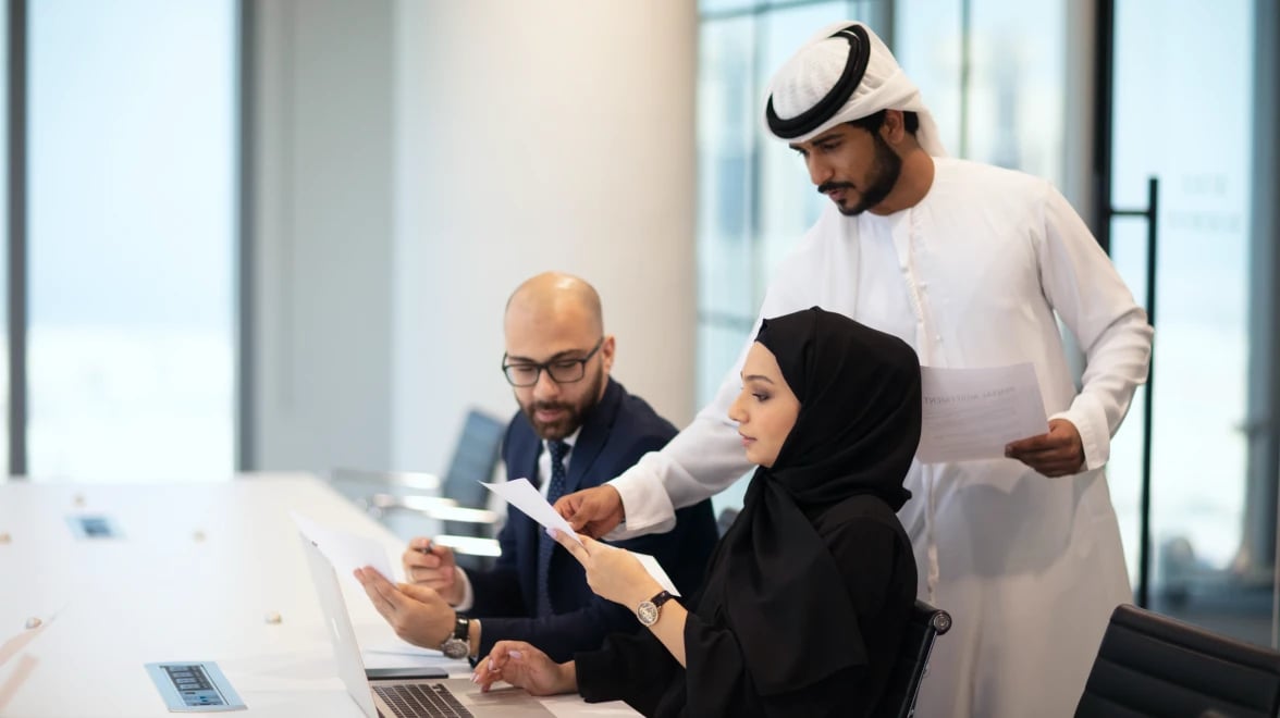 A corporate meeting taking place