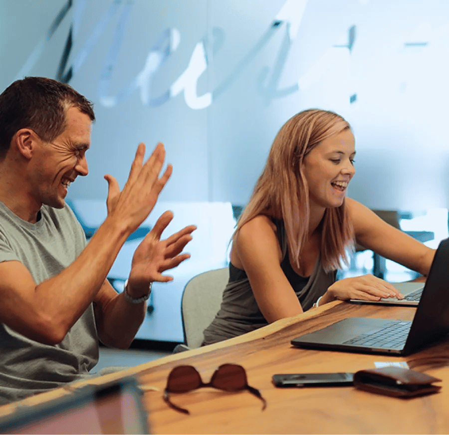 Two workers collaborating at Nook co-working space